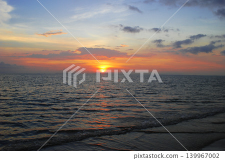 Tropical beach sunset landscape over the sea. Tropical beach sunset landscape over the sea. 139967002