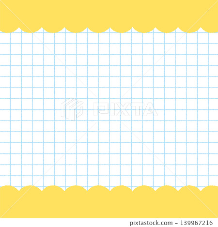 Square, hand-drawn style yellow scalloped frame with light blue grid background. Square, hand-drawn style yellow scalloped frame with light blue grid background. 139967216