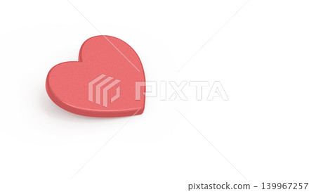 三維立體心臟的3D圖形CG。留有文字空間。白色背景。 139967257