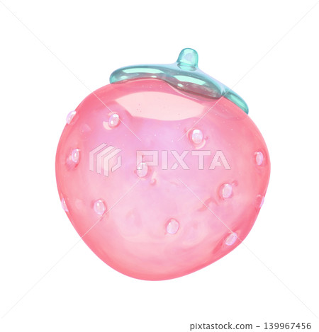 Dreamy and cute puffy sticker-style 3D icon - Strawberry Dreamy and cute puffy sticker-style 3D icon - Strawberry 139967456