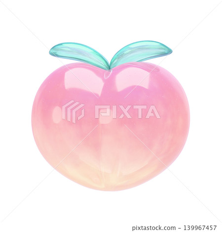 Dreamy and cute puffy sticker-style 3D icon - Peach Dreamy and cute puffy sticker-style 3D icon - Peach 139967457