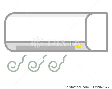 Simple illustration of an air conditioner with a strange odor and mold stains. 139967677