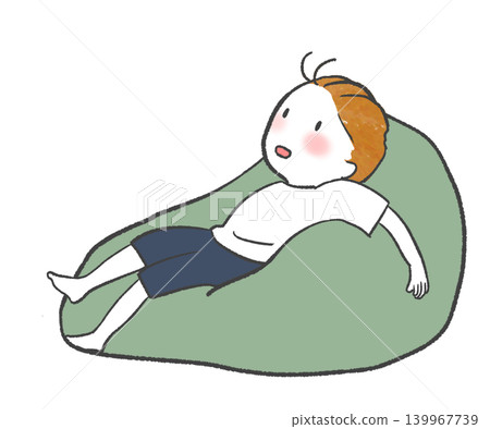A woman relaxing on her back with a cushion that makes you lazy. A woman relaxing on her back with a cushion that makes you lazy. 139967739