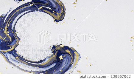 日式背景材料,圓形邊框內飾以白色和紙、玉綠色和金色的閃亮流動藝術圖案。 日式背景材料,圓形邊框內飾以白色和紙、玉綠色和金色的閃亮流動藝術圖案。 139967962