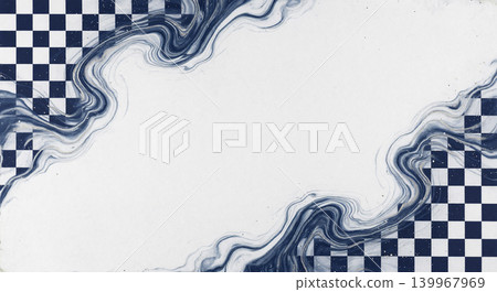 A Japanese-style background material featuring a regular checkerboard pattern with white washi paper, deep navy blue, and platinum fluid art adorning the diagonals. A Japanese-style background material featuring a regular checkerboard pattern with white washi paper, deep navy blue, and platinum fluid art adorning the diagonals. 139967969