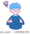 一個男人雙手交叉在胸前，陷入沉思。 139968193