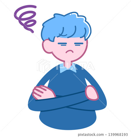 一個男人雙手交叉在胸前，陷入沉思。 139968193