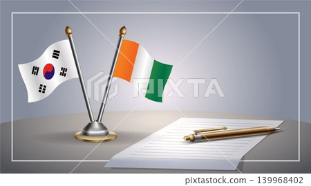 Small national flag of South Korea and Cote D'Ivoire flag Relation, Template Vector Illustration 139968402