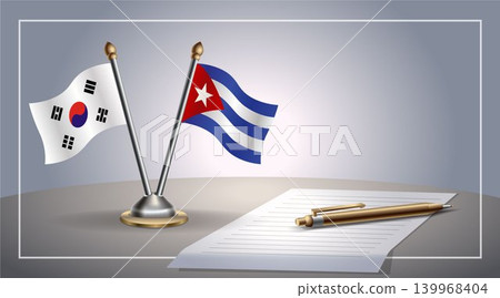Small national flag of South Korea and Cuba flag Relation, Template Vector Illustration Small national flag of South Korea and Cuba flag Relation, Template Vector Illustration 139968404