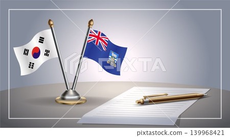 Small national flag of South Korea and Falkland Islands flag Relation, Template Vector Illustration Small national flag of South Korea and Falkland Islands flag Relation, Template Vector Illustration 139968421