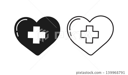 heart with medical cross symbols for healthcare vector illustration 139968791