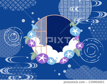 A refreshing background image featuring summery morning glories and a round window. A refreshing background image featuring summery morning glories and a round window. 139968801