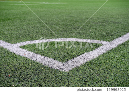 Soccer Field Corner Marking On Artificial Grass Soccer Field Corner Marking On Artificial Grass 139968925