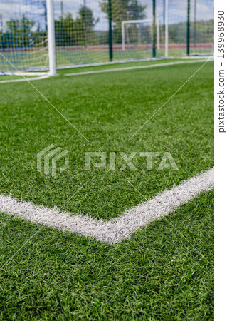 Soccer Field Corner With Goal On Turf Soccer Field Corner With Goal On Turf 139968930