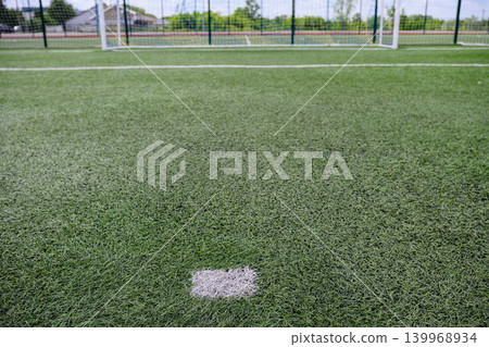 Soccer Penalty Spot On Artificial Turf Field Soccer Penalty Spot On Artificial Turf Field 139968934