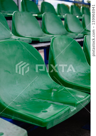 Empty Green Stadium Seats At Sports Arena 139968941