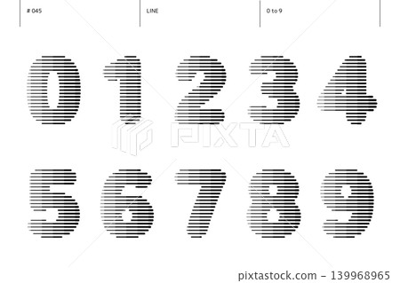 第 045 行上的一組 0 到 9 的數字 第 045 行上的一組 0 到 9 的數字 139968965