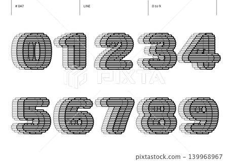第 047 行上的一組從 0 到 9 的數字 139968967