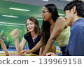A young business team in their 20s having a meeting in a casual office setting. 139969158