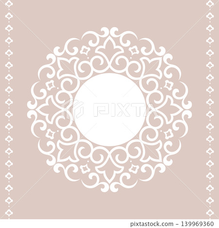 Decorative frame Elegant vector element for design in Eastern style, place for text. Floral pink and white frame. Lace illustration for invitations and greeting cards Decorative frame Elegant vector element for design in Eastern style, place for text. Floral pink and white frame. Lace illustration for invitations and greeting cards 139969360