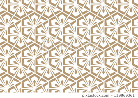 Flower geometric pattern. Seamless vector background. White and beige ornament Flower geometric pattern. Seamless vector background. White and beige ornament 139969361