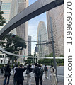 A cluster of buildings looking up at the blue sky in Shinjuku, Tokyo. 139969370