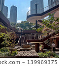 A cluster of buildings looking up at the blue sky in Shinjuku, Tokyo. 139969375
