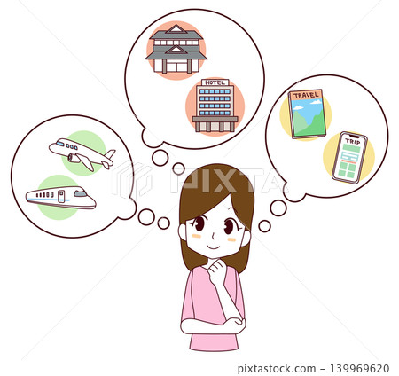 一位女士準備旅行的插圖。 一位女士準備旅行的插圖。 139969620