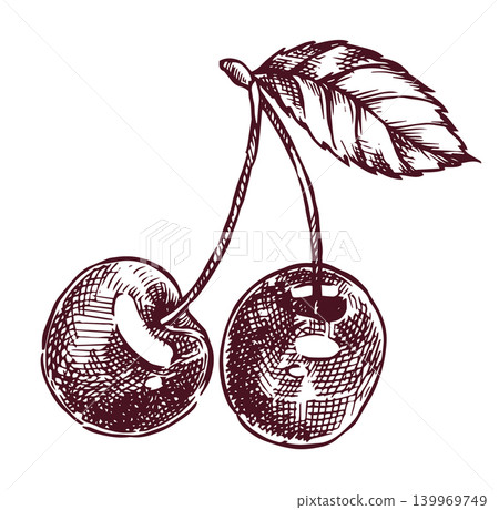 cherry. vector illustration in sketch style. vintage cherry. vector illustration in sketch style. vintage 139969749