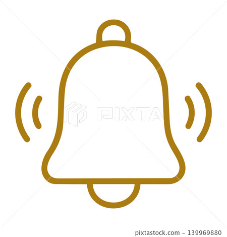 Bellmark pictogram: A minimalist icon representing notifications, incoming calls, and alarms. Bellmark pictogram: A minimalist icon representing notifications, incoming calls, and alarms. 139969880