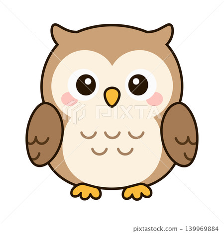 可愛的貓頭鷹角色。簡潔友善的動物插畫。 139969884