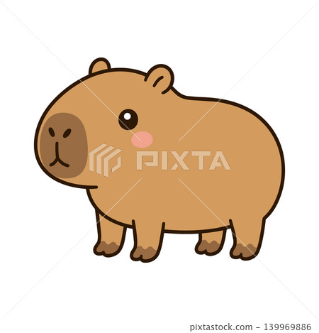Simple capybara illustration. Gentle and heartwarming animal material in soft colors. Simple capybara illustration. Gentle and heartwarming animal material in soft colors. 139969886