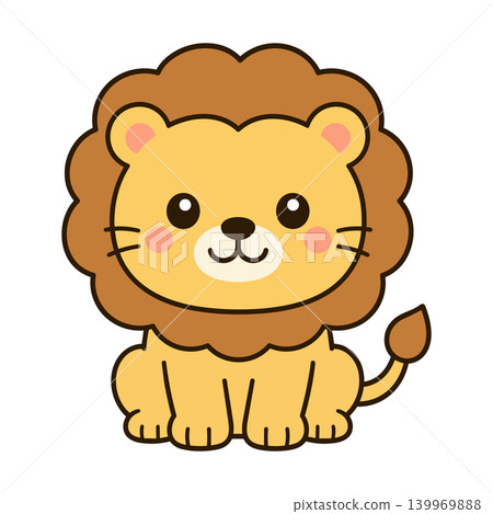 可愛的獅子角色,友善的動物吉祥物插圖 可愛的獅子角色,友善的動物吉祥物插圖 139969888