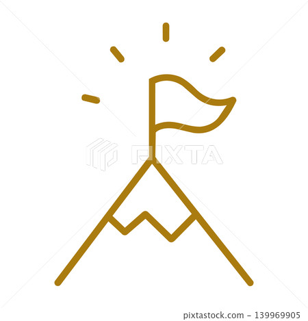 山峰和旗幟的象形圖代表目標的實現;線條畫圖示代表挑戰和成功。 山峰和旗幟的象形圖代表目標的實現;線條畫圖示代表挑戰和成功。 139969905