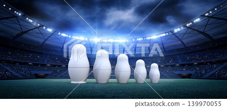 Russian dolls in the stadium at night 139970055