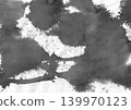 A Japanese modern style abstract watercolor background with beautiful, hand-drawn-like effects of intense black ink and sumi bleeding. 139970123