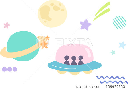 一套復古流行太空主題插畫素材。 139970230