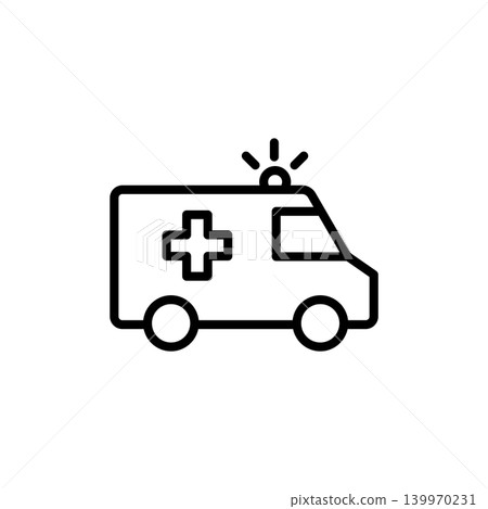 Icon of an ambulance vehicle for rapid medical response. Icon of an ambulance vehicle for rapid medical response. 139970231