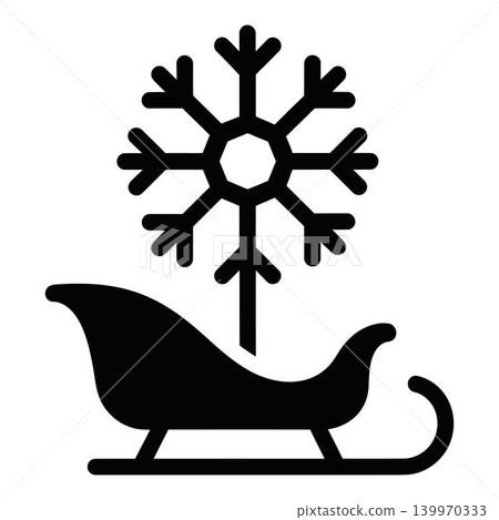 Sleigh silhouette icon with snowflake on white background 139970333
