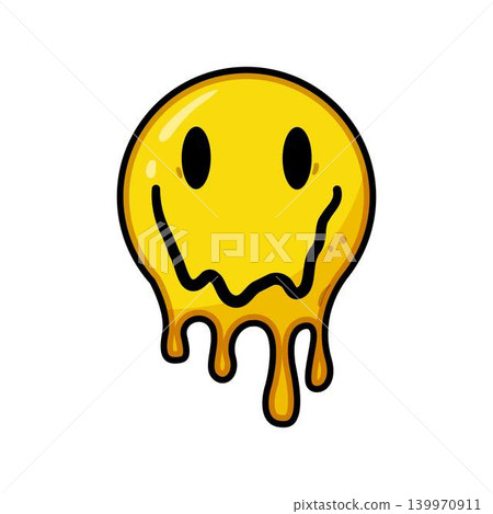 Melting happy face dripping yellow illustration Melting happy face dripping yellow illustration 139970911