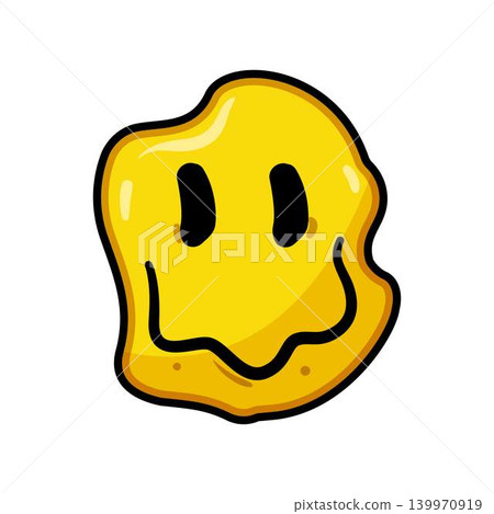 Psychedelic melting yellow smiley face illustration Psychedelic melting yellow smiley face illustration 139970919
