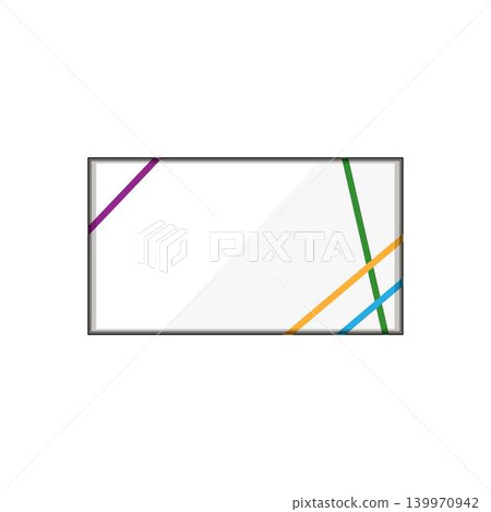 White card with colorful corner lines holding a modern design White card with colorful corner lines holding a modern design 139970942