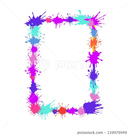 Colorful paint splash frame creating vibrant border 139970949