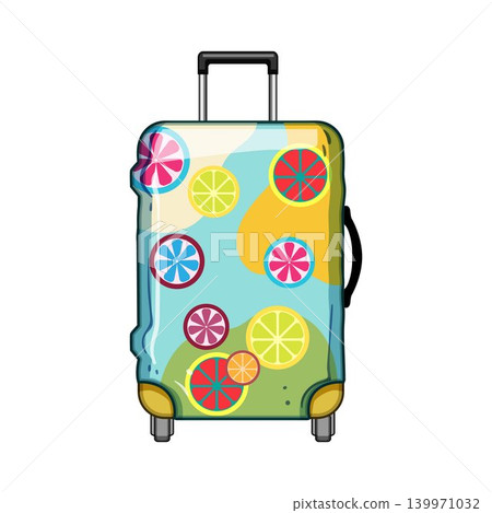 Travel suitcase with colorful fruit slice pattern cover Travel suitcase with colorful fruit slice pattern cover 139971032
