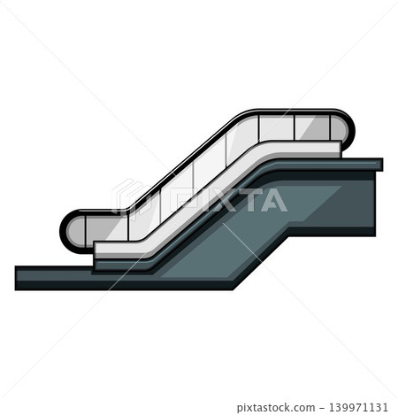 Escalator moving people upwards in building infrastructure Escalator moving people upwards in building infrastructure 139971131