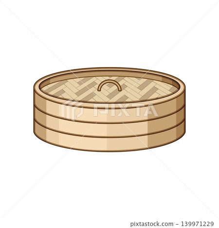 Bamboo steamer basket with lid for cooking healthy meals 139971229