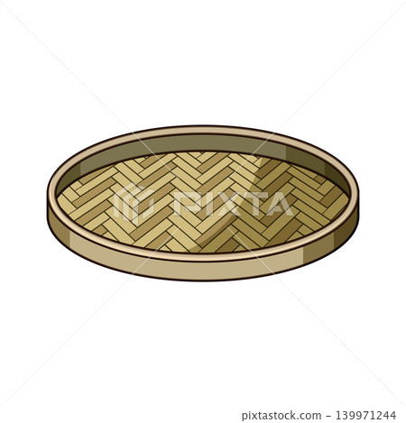Woven bamboo serving plate with herringbone pattern Woven bamboo serving plate with herringbone pattern 139971244