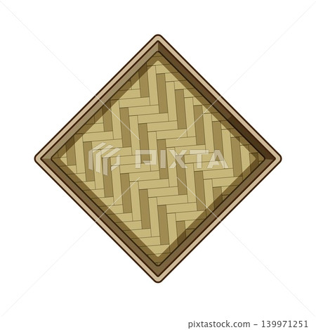 Bamboo plate with herringbone weaving pattern Bamboo plate with herringbone weaving pattern 139971251
