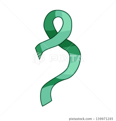 Green ribbon forming awareness symbol on white Green ribbon forming awareness symbol on white 139971285