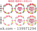 Mother's Day Carnation Frame & Headline Set (Hand-drawn & Embroidered Style Illustrations) 139971294